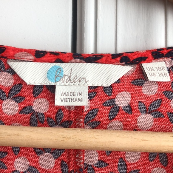 Boden Vanessa Viscose Swing dress in red abstract floral print Sz 14 - Picture 2 of 6